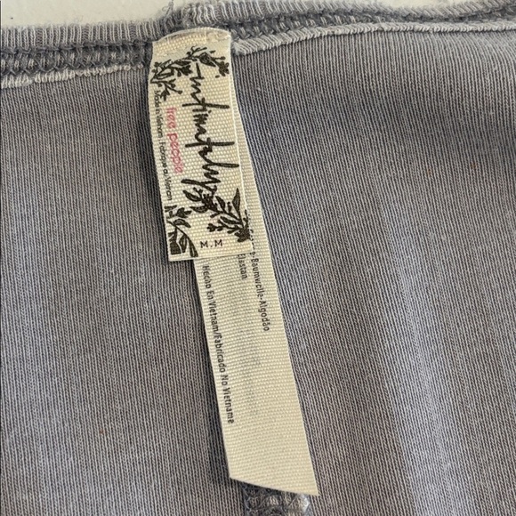 Free people Angie ribbed square neck shirt raw edges long sleeves grey sz medium - Picture 5 of 13